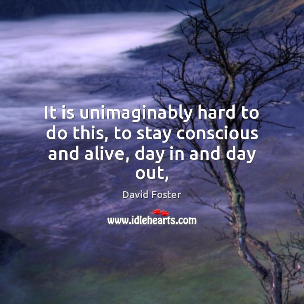 It is unimaginably hard to do this, to stay conscious and alive, day in and day out, David Foster Picture Quote