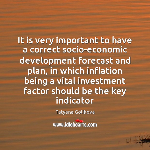 It is very important to have a correct socio-economic development forecast and Tatyana Golikova Picture Quote