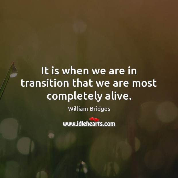 It is when we are in transition that we are most completely alive. Image