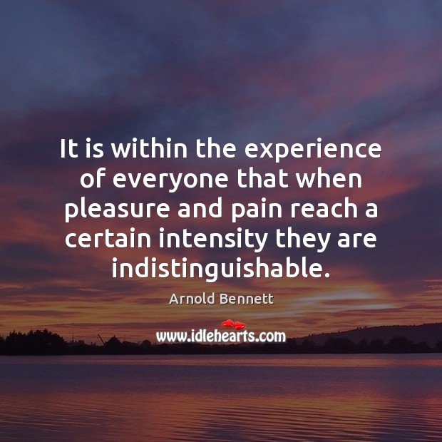It is within the experience of everyone that when pleasure and pain Arnold Bennett Picture Quote