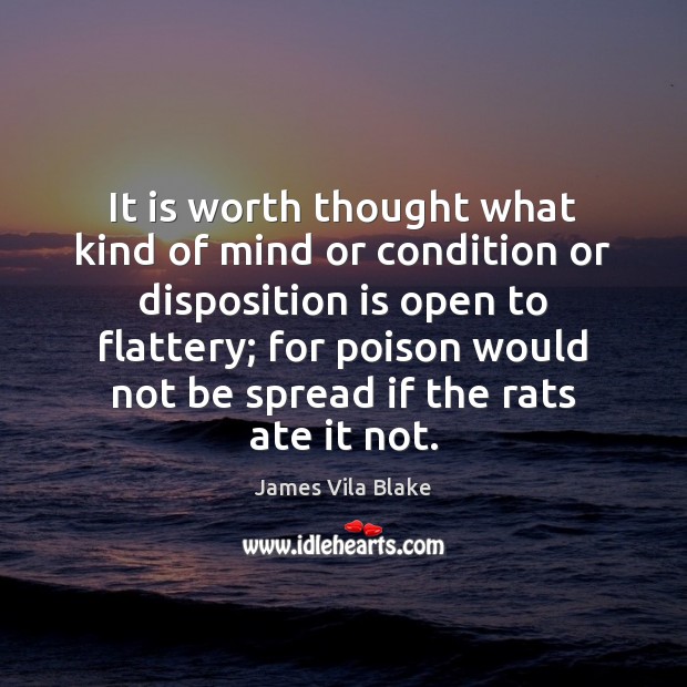 It is worth thought what kind of mind or condition or disposition James Vila Blake Picture Quote