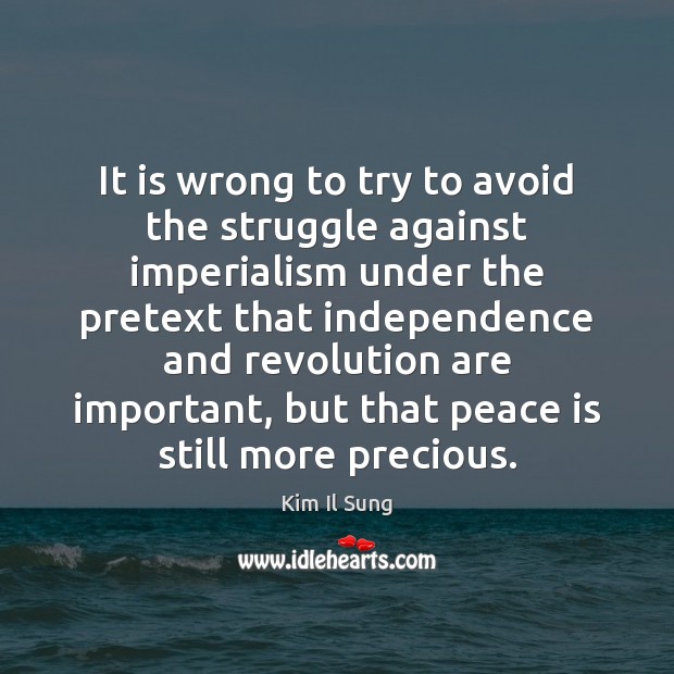 It is wrong to try to avoid the struggle against imperialism under Kim Il Sung Picture Quote