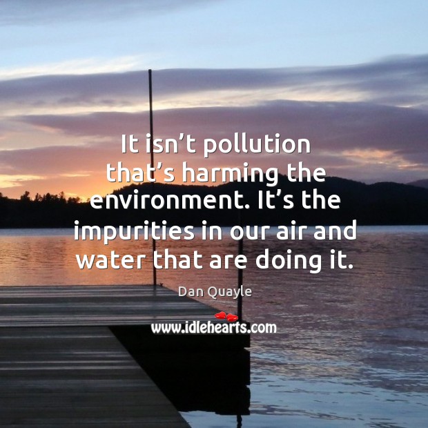 It isn’t pollution that’s harming the environment. It’s the impurities in our air and water that are doing it. Image