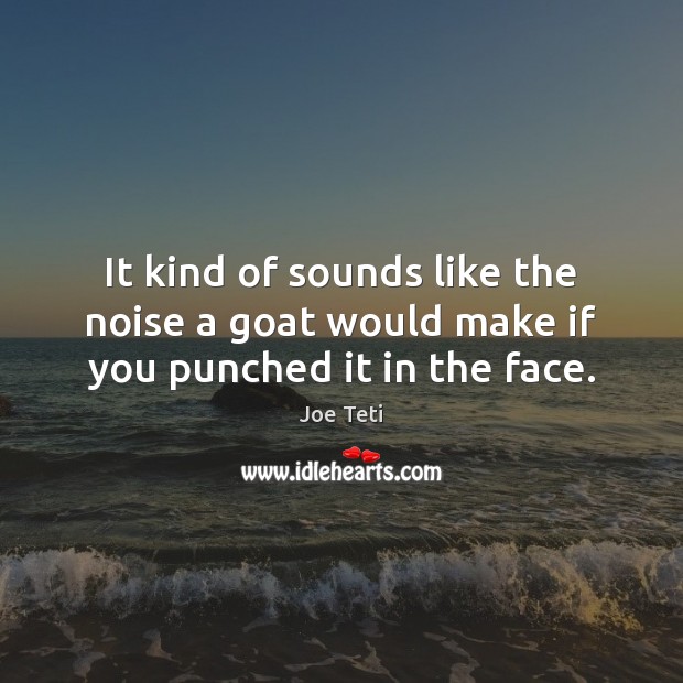 It kind of sounds like the noise a goat would make if you punched it in the face. Joe Teti Picture Quote