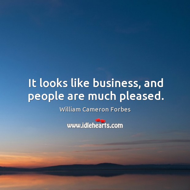 It looks like business, and people are much pleased. William Cameron Forbes Picture Quote