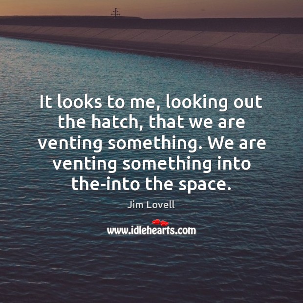 It looks to me, looking out the hatch, that we are venting Jim Lovell Picture Quote
