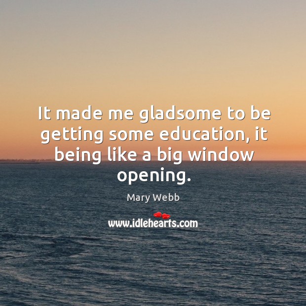 It made me gladsome to be getting some education, it being like a big window opening. Image
