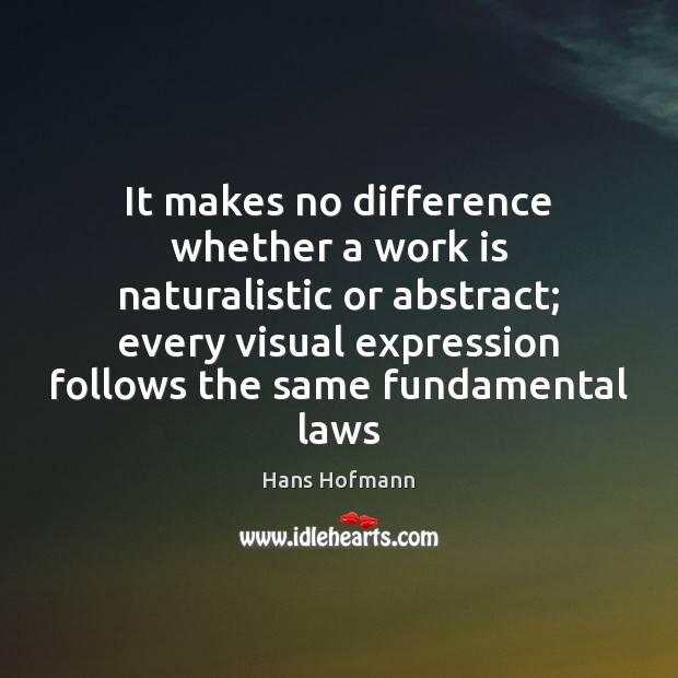 It makes no difference whether a work is naturalistic or abstract; every Work Quotes Image