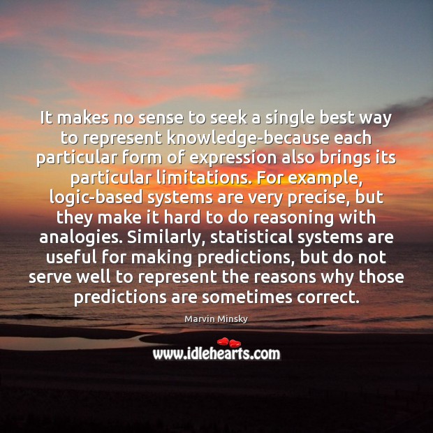 It makes no sense to seek a single best way to represent Marvin Minsky Picture Quote