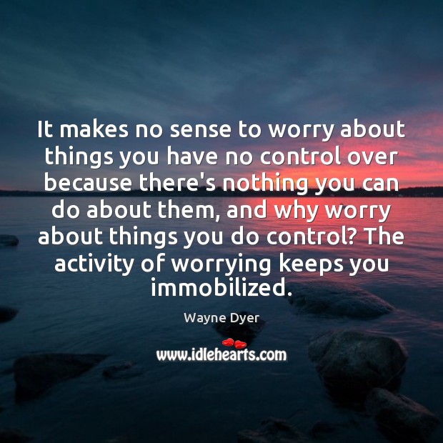 It makes no sense to worry about things you have no control Wayne Dyer Picture Quote