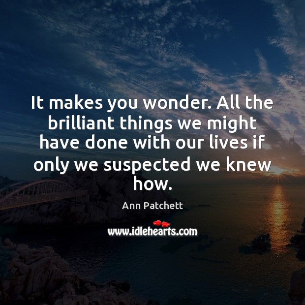 It makes you wonder. All the brilliant things we might have done Ann Patchett Picture Quote