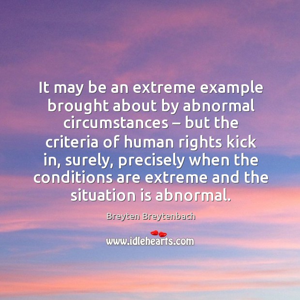 It may be an extreme example brought about by abnormal circumstances – but the criteria Breyten Breytenbach Picture Quote