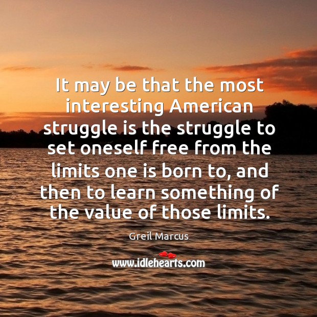 It may be that the most interesting american struggle is the struggle to set oneself free Struggle Quotes Image