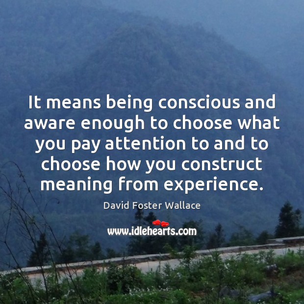 It means being conscious and aware enough to choose what you pay David Foster Wallace Picture Quote