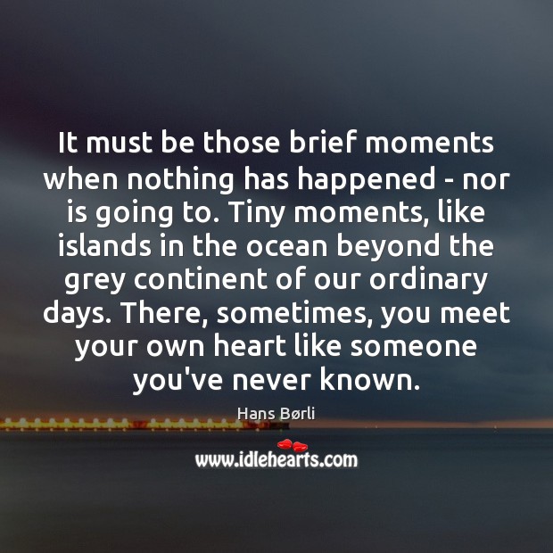 It must be those brief moments when nothing has happened – nor Hans Børli Picture Quote