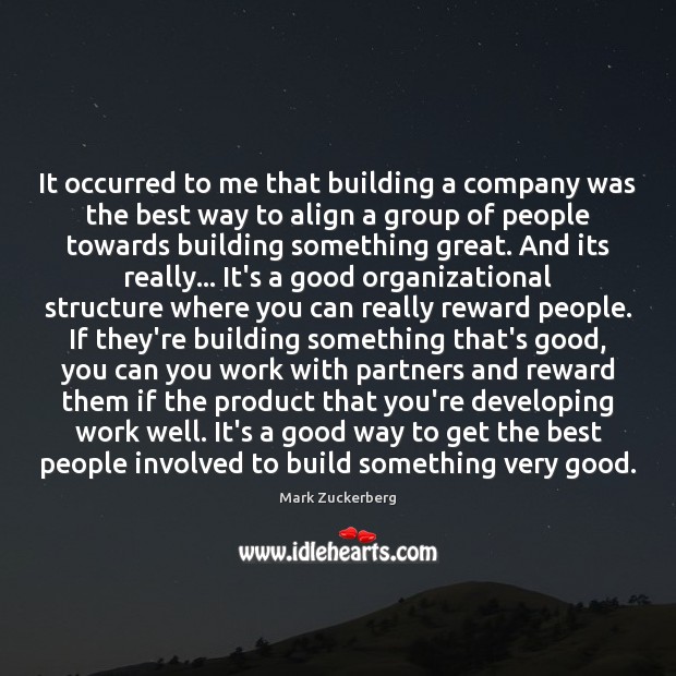 It occurred to me that building a company was the best way Mark Zuckerberg Picture Quote