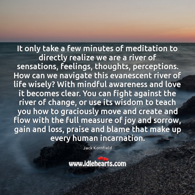 It only take a few minutes of meditation to directly realize we Praise Quotes Image