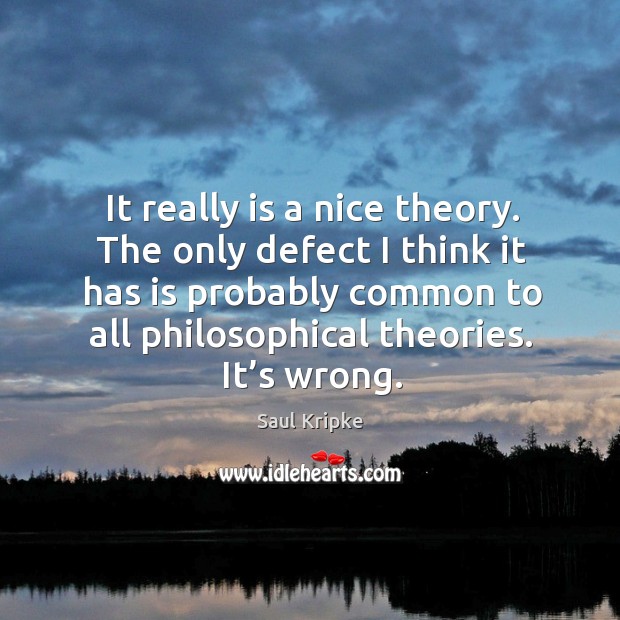 It really is a nice theory. The only defect I think it has Saul Kripke Picture Quote
