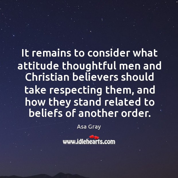 It remains to consider what attitude thoughtful men and christian believers should Image