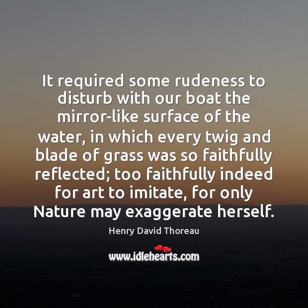 It required some rudeness to disturb with our boat the mirror-like surface Henry David Thoreau Picture Quote