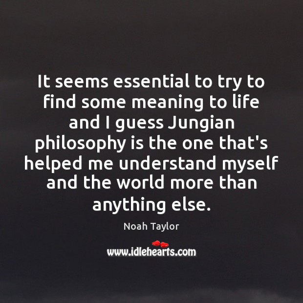 It seems essential to try to find some meaning to life and Noah Taylor Picture Quote