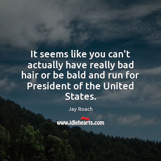 It seems like you can’t actually have really bad hair or be Jay Roach Picture Quote
