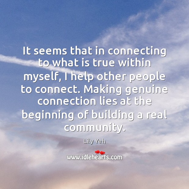 It seems that in connecting to what is true within myself, I Lily Yeh Picture Quote