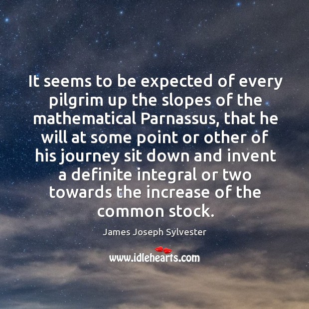 It seems to be expected of every pilgrim up the slopes of James Joseph Sylvester Picture Quote
