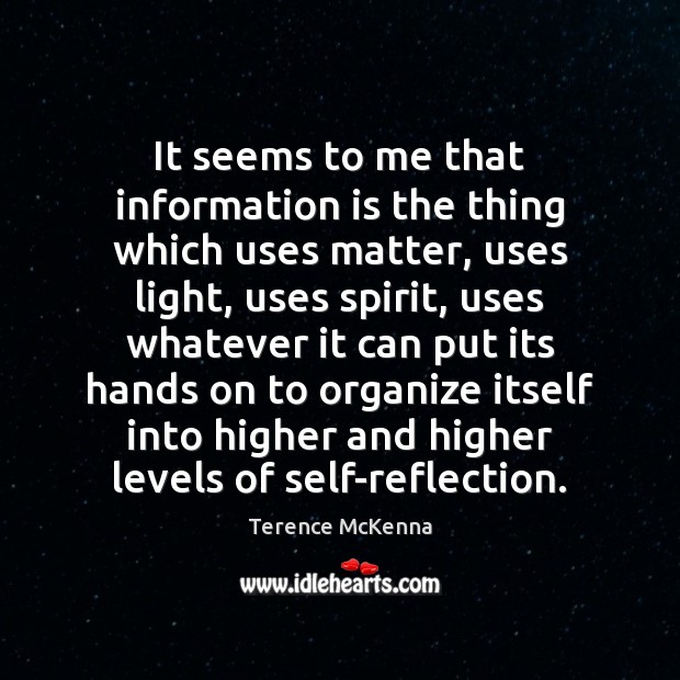 It seems to me that information is the thing which uses matter, Terence McKenna Picture Quote