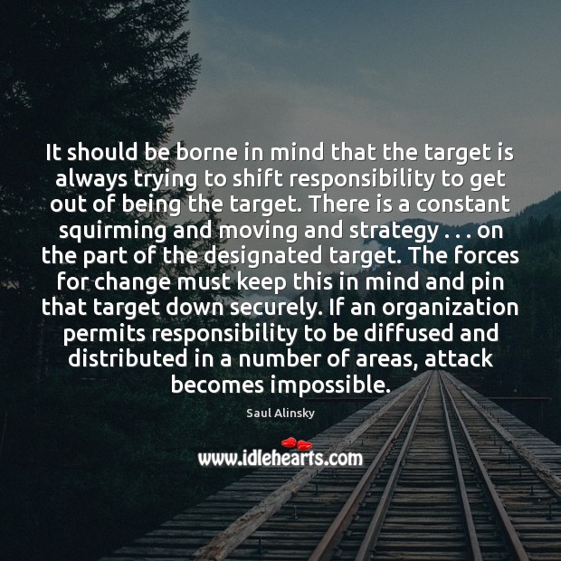 It should be borne in mind that the target is always trying Saul Alinsky Picture Quote
