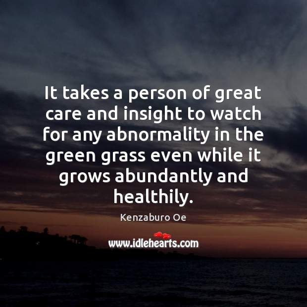 It takes a person of great care and insight to watch for Kenzaburo Oe Picture Quote