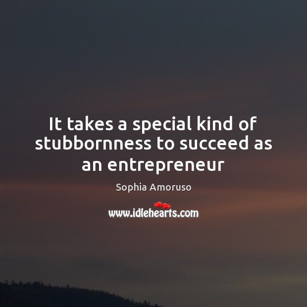 It takes a special kind of stubbornness to succeed as an entrepreneur Sophia Amoruso Picture Quote