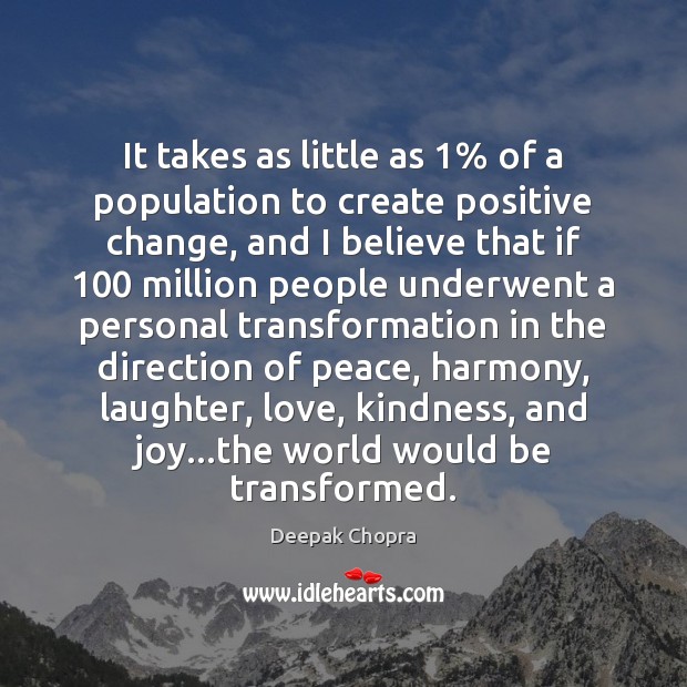 It takes as little as 1% of a population to create positive change, Image