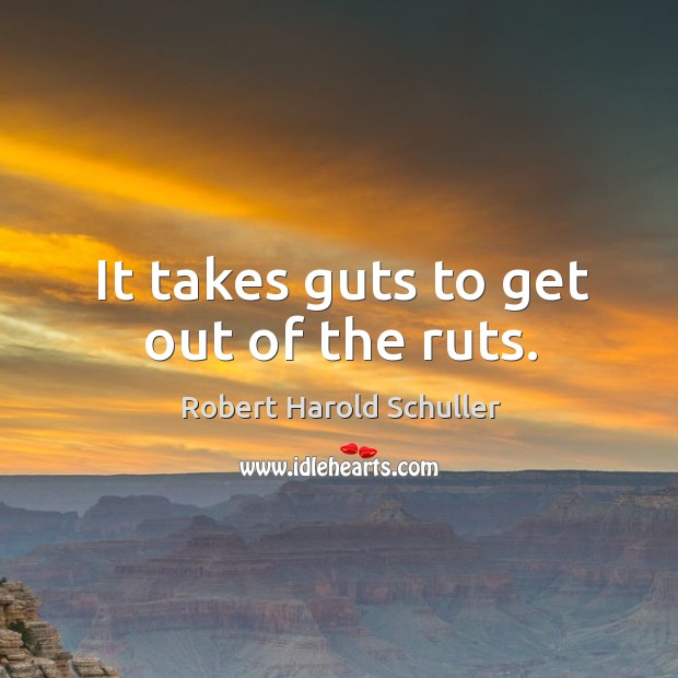 It takes guts to get out of the ruts. Robert Harold Schuller Picture Quote