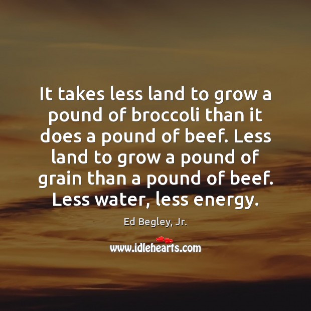 It takes less land to grow a pound of broccoli than it Ed Begley, Jr. Picture Quote