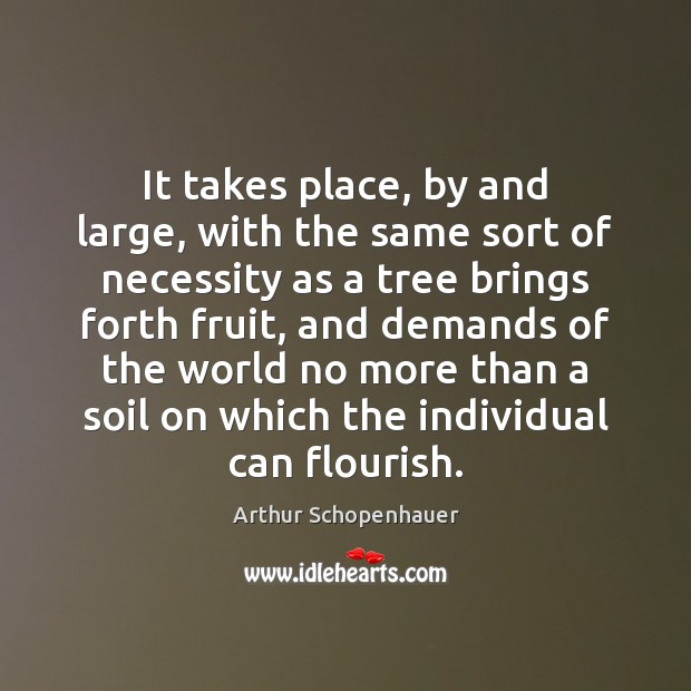It takes place, by and large, with the same sort of necessity Arthur Schopenhauer Picture Quote