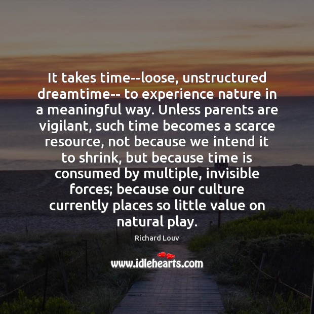 It takes time–loose, unstructured dreamtime– to experience nature in a meaningful way. Culture Quotes Image