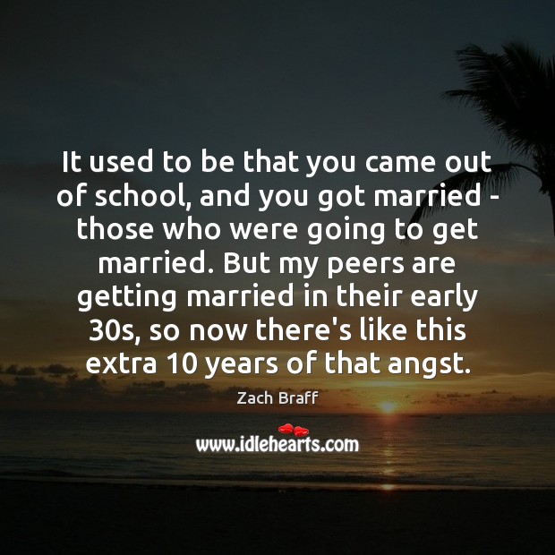 It used to be that you came out of school, and you Zach Braff Picture Quote