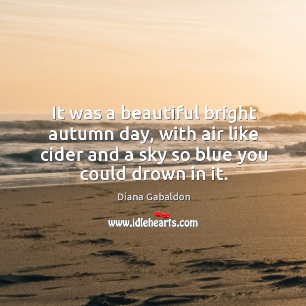 It was a beautiful bright autumn day, with air like cider and Diana Gabaldon Picture Quote