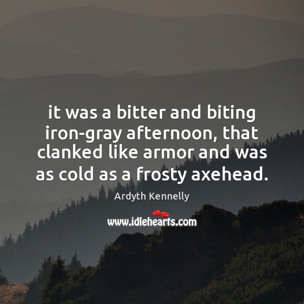 It was a bitter and biting iron-gray afternoon, that clanked like armor Ardyth Kennelly Picture Quote