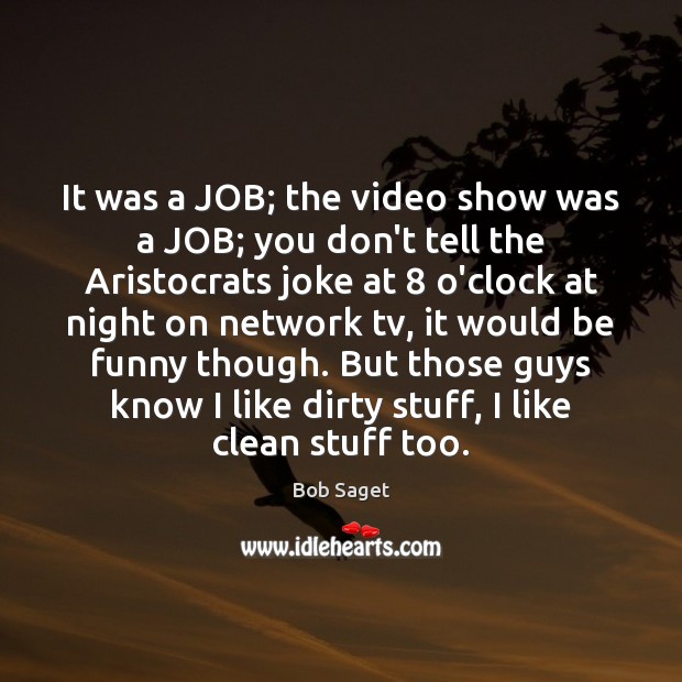 It was a JOB; the video show was a JOB; you don’t Bob Saget Picture Quote