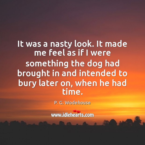 It was a nasty look. It made me feel as if I P. G. Wodehouse Picture Quote
