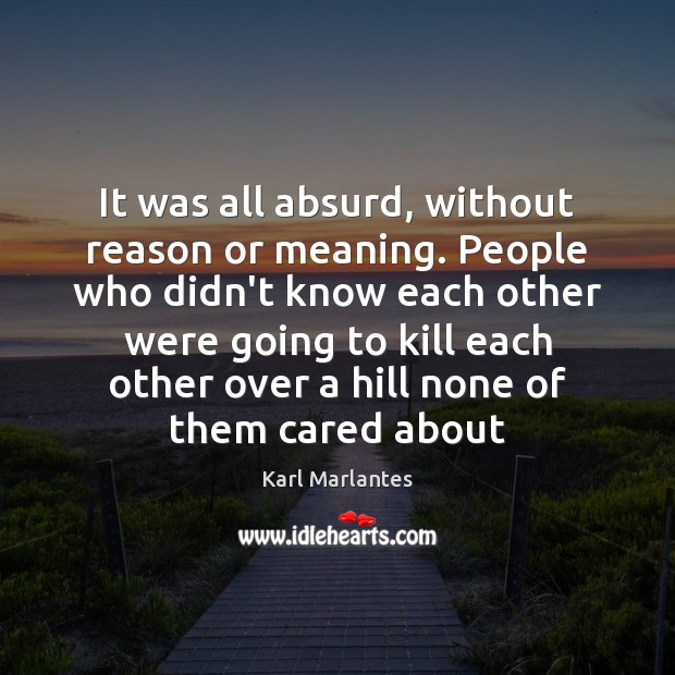 It was all absurd, without reason or meaning. People who didn’t know Karl Marlantes Picture Quote