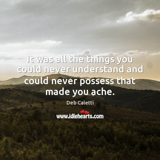 It was all the things you could never understand and could never Deb Caletti Picture Quote