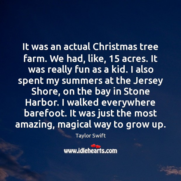 It was an actual Christmas tree farm. We had, like, 15 acres. It Taylor Swift Picture Quote