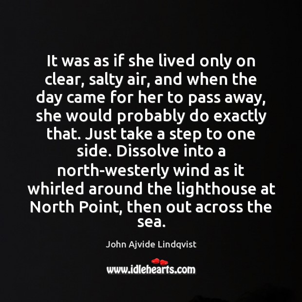 It was as if she lived only on clear, salty air, and John Ajvide Lindqvist Picture Quote