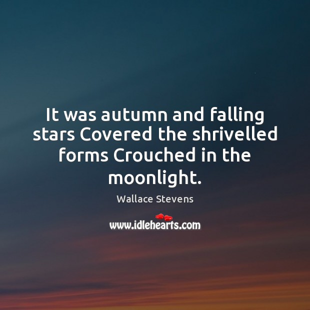 It was autumn and falling stars Covered the shrivelled forms Crouched in the moonlight. Wallace Stevens Picture Quote