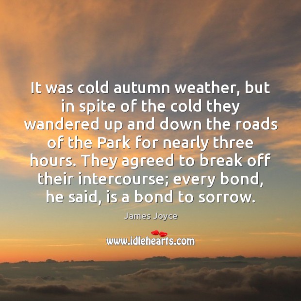 It was cold autumn weather, but in spite of the cold they James Joyce Picture Quote