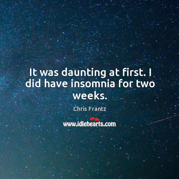 It was daunting at first. I did have insomnia for two weeks. Chris Frantz Picture Quote