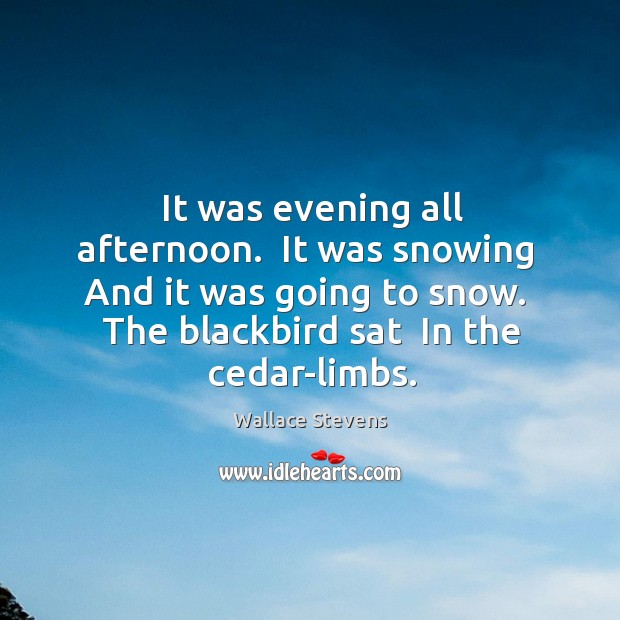 It was evening all afternoon.  It was snowing  And it was going Wallace Stevens Picture Quote